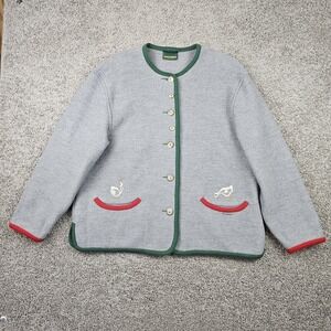 Vtg Geiger Wool Cardigan Sweater Size 46 Goose Duck Button Up Light Gray